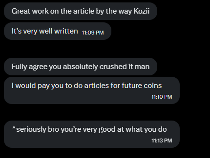 Cropped screenshot of unsolicited feedback on Kris Kozma’s Tilly editorial work